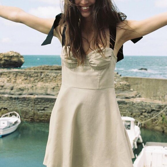 Zara RUFFLED MINI DRESS - Bow Straps - Picture 4 of 5